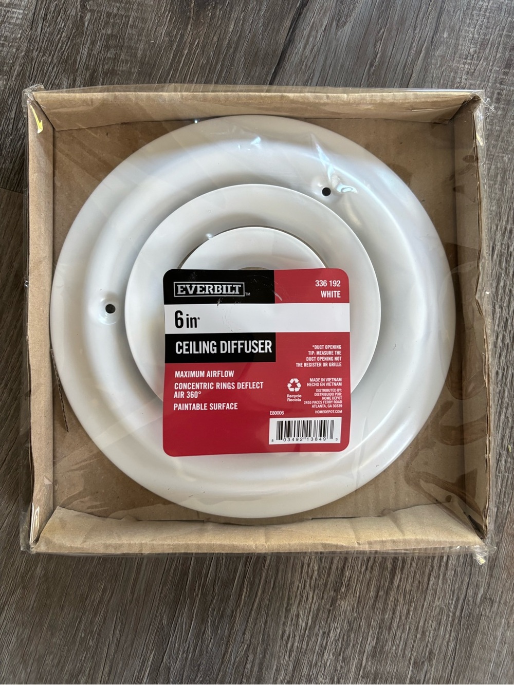 Everbilt 6 in. Steel Round Ceiling Diffuser in White